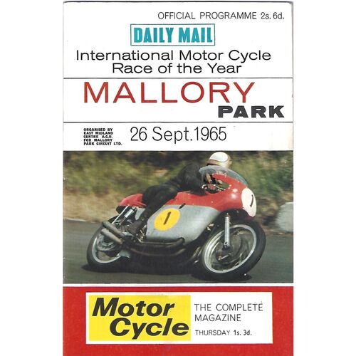 Mallory Park Motor Racing/Motor Cycle Racing Programmes