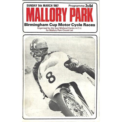 1967 Mallory Park Birmingham Cup National Motor Cycle Race Meeting (05/03/1967) Motor Cycle Racing Programme