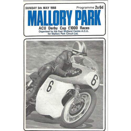 1968 Mallory Park ACU Derby Cup £1000 Race Meeting (05/05/1968) Motor Cycle Racing Programme