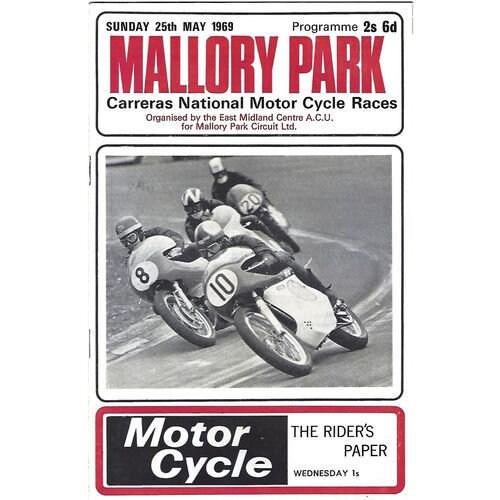 1969 Mallory Park Carreras National Motor Cycle Race Meeting (25/05/1969) Motor Cycle Racing Programme