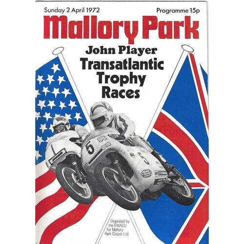 1972 Mallory Park John Player Transatlantic Trophy Races Motor Cycle Race Meeting (02/04/1972) Motor Cycle Racing Programme