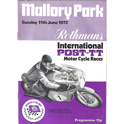 1972 Mallory Park Rothmans Post T.T International Motor Cycle Race Meeting (11/06/1972) Motor Cycle Racing Programme
