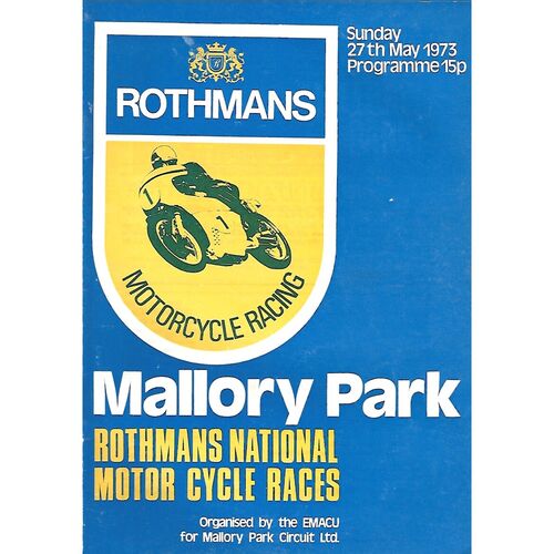 1973 Mallory Park Rothmans National Motor Cycle Race Meeting (27/05/1973) Motor Cycle Racing Programme