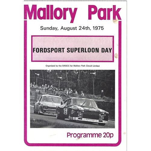 1975 Mallory Park Fordsport Superloon Day Motor Racing Meeting (24/08/1975) Motor Racing Programme