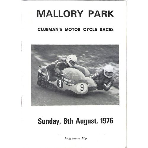1976 Mallory Park Clubman's Motor Cycle Race Meeting (08/08/1976) Motor Cycle Racing Programme