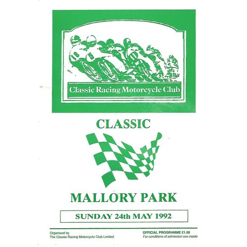 1992 Mallory Park Classic Racing Motorcycle Club Motor Cycle Race Meeting (24/05/1992) Motor Cycle Racing Programme