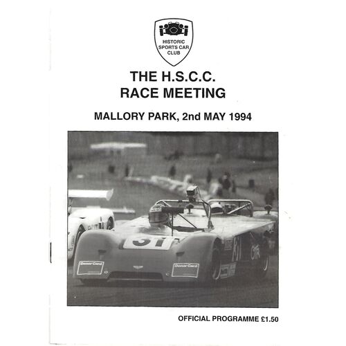 1994 Mallory Park The Historic Sports Car Club Motor Race Meeting (02/05/1994) Motor Racing Programme