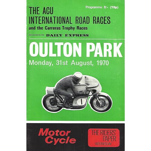 1970 Oulton Park The ACU International Road Races/Carreras Trophy Race Meeting (31/08/1970) Motor Cycle Racing Programme