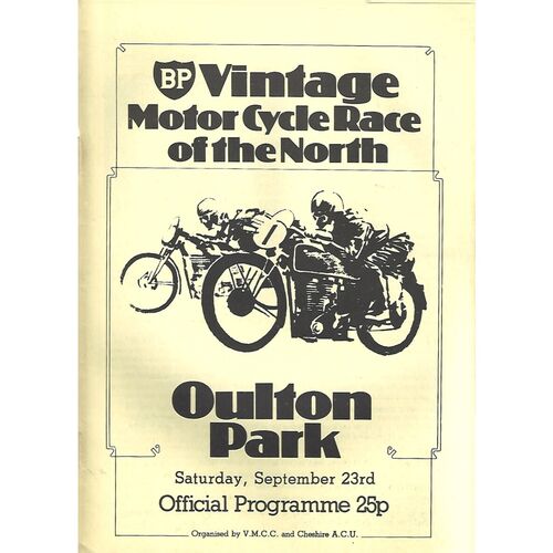1978 Oulton Park BP Vintage Motor Cycle Race of the North Race Meeting (23/09/1978) Motor Cycle Racing Programme