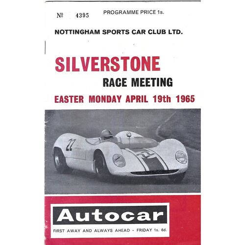 1965 Silverstone Nottingham Sports Car Club Race Meeting (19/04/1965) Motor Racing Programme