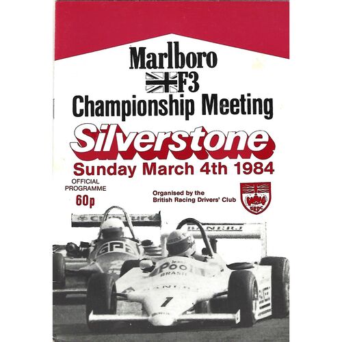 1984 Silverstone Marlboro F3 Championship Race Meeting (04/03/1984) Motor Racing Programme