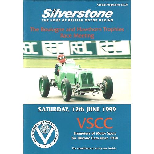 1999 Silverstone The Boulogne & Hawthorn Trophies Race Meeting (12/06/1999) Motor Racing Programme