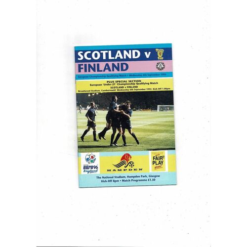 1995 Scotland v Finland Football Programme