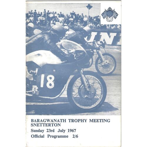 1967 Snetterton Baragwanth Trophy Race Meeting (23/07/1967) Motor Cycle Racing Programme
