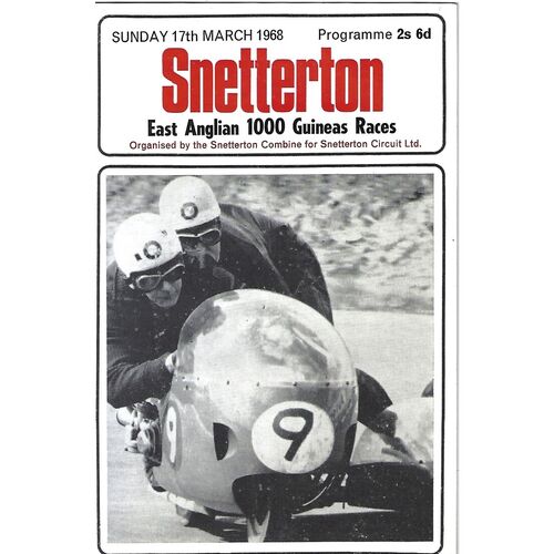 1968 Snetterton East Anglian 1,000 Guineas Races Meeting (17/03/1968) Motor Cycle Racing Programme