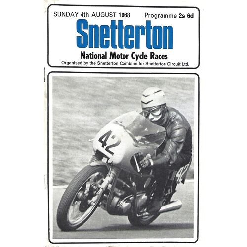 1968 Snetterton National Motor Cycle Race Meeting (04/08/1968) Motor Cycle Racing Programme