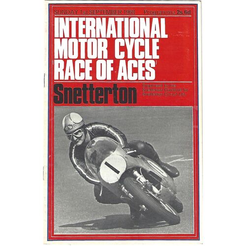 1968 Snetterton International Motor Cycle Race of Aces Race Meeting (01/09/1968) Motor Cycle Racing Programme
