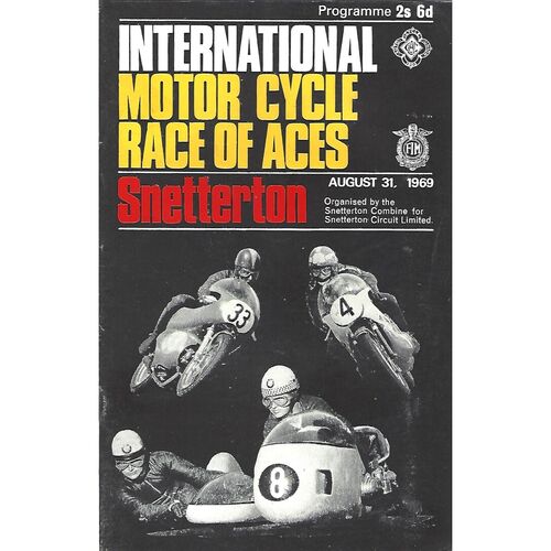 1969 Snetterton International Motor Cycle Race of Aces Race Meeting (31/08/1969) Motor Cycle Racing Programme
