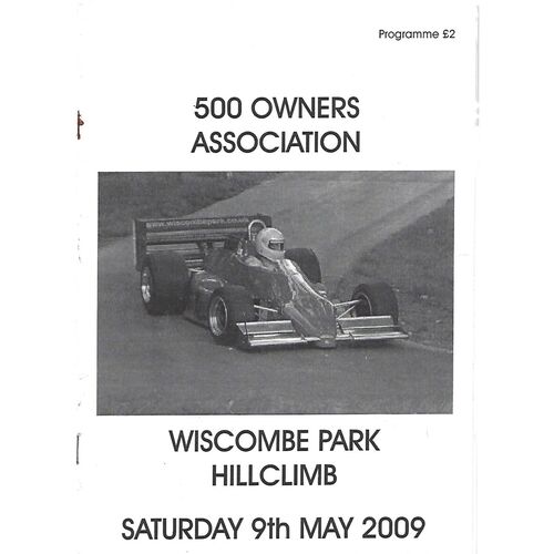 2009 Wiscombe Park 500 Owners Hill Climb Race Meeting (09/05/2009) Motor Racing Programme
