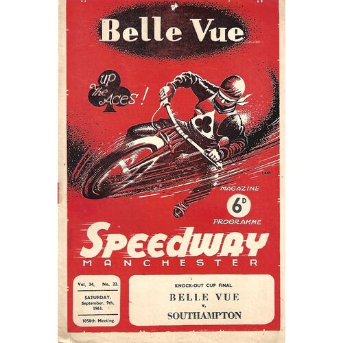1961 Knockout Cup Final Belle Vue v Southampton (09/09/1961) Speedway Programme