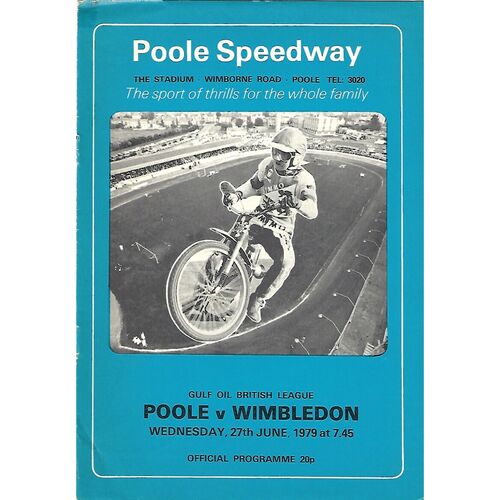 1979 Poole Pirates v Wimbledon Dons Gulf Oil British League (27/06/1979) Speedway Programme