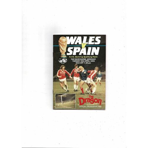 1985 Wales v Spain World Cup Football Programme @ Wrexham