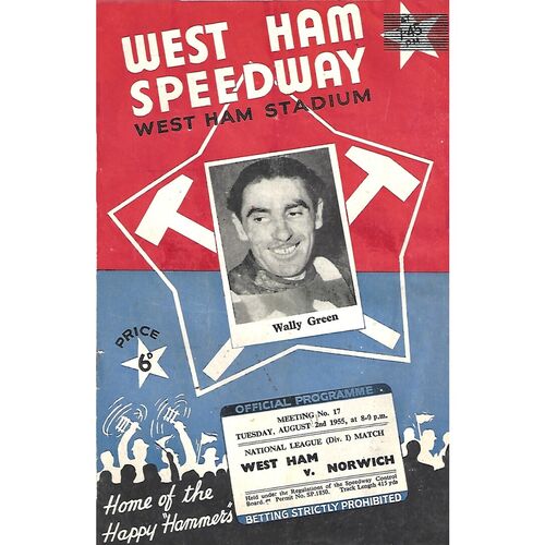 1955 West Ham v Norwich National League (02/08/1955) Speedway Programme