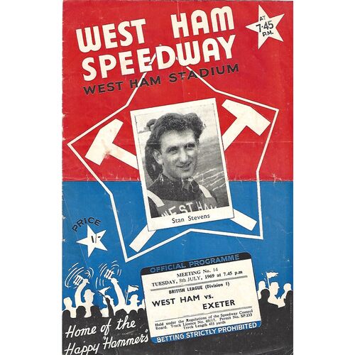 1969 West Ham v Exeter British League (08/07/1969) Speedway Programme