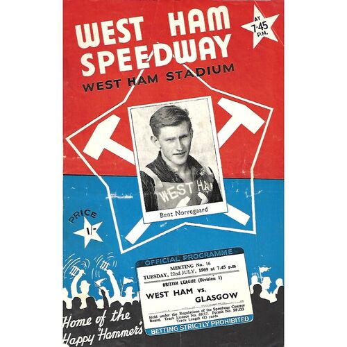 1969 West Ham v Glasgow British League (22/07/1969) Speedway Programme