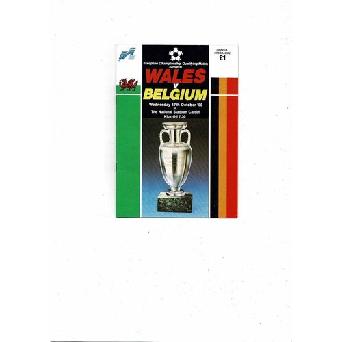 1990 Wales v Belgium Football Programme