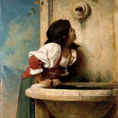 Roman Girl at a Fountain