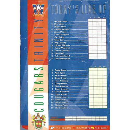 1995/96 Wakefield Trinity v Keighley Cougars Rugby League Programme