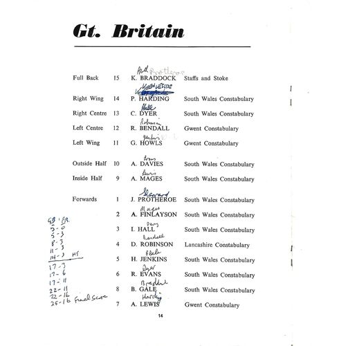 1971 Great Britain v France International Police Rugby Union Programme