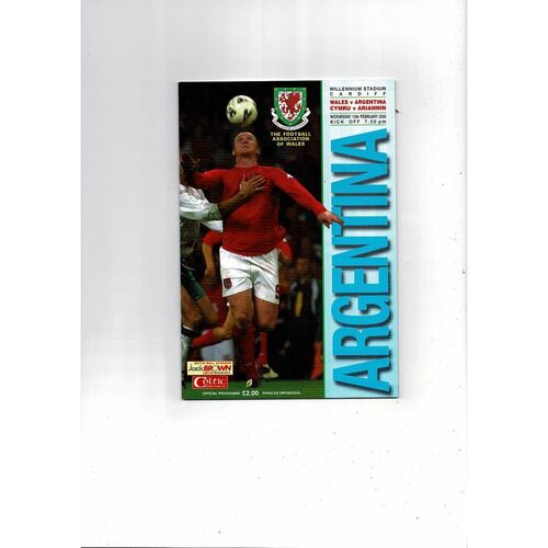 2002 Wales v Argentina International Football Programme