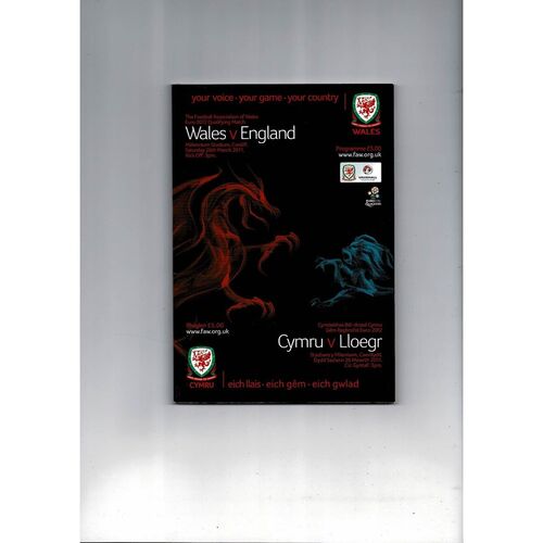 2011 Wales v England European Championship Football Programme
