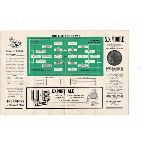 1957 Northern Ireland v Scotland Football Programme