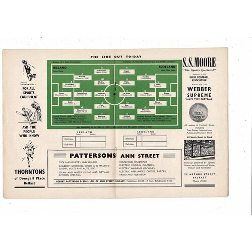 1959 Northern Ireland v Scotland Football Programme