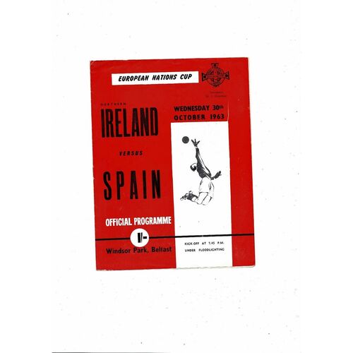 1963 Northern Ireland v Spain Football Programme