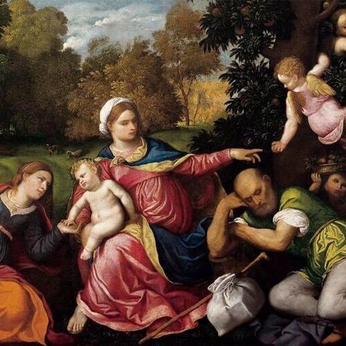 Rest on the Flight into Egypt with St Catherine and Angels