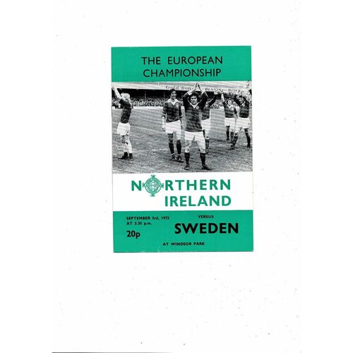 1975 Northern Ireland v Sweden Football Programme