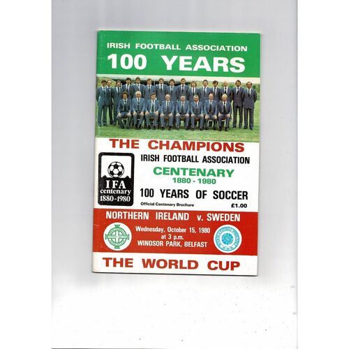 1980 Northern Ireland v Sweden Football Programme