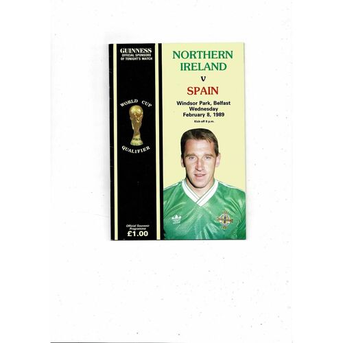 1989 Northern Ireland v Spain Football Programme