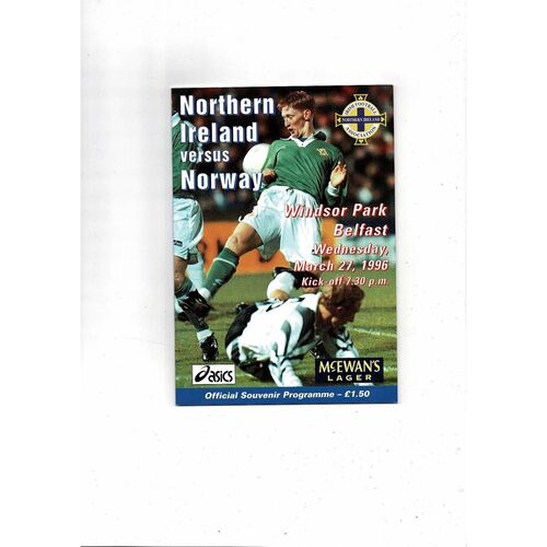 1996 Northern Ireland v Norway Football Programme