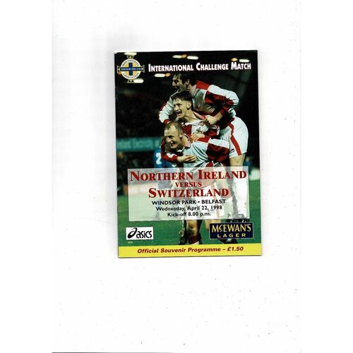1998 Northern Ireland v Switzerland Football Programme