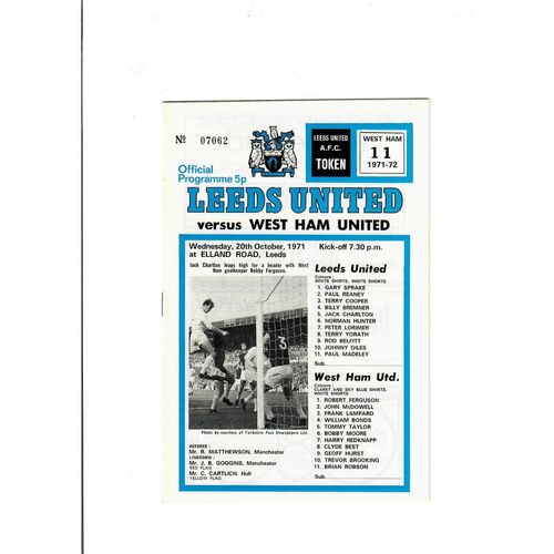 Leeds United Home Football Programmes