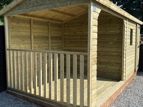 #011 16x8 Apex Shed with Hot Tub Area