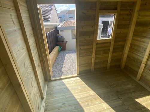 #011 16x8 Apex Shed with Hot Tub Area