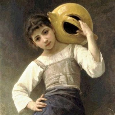 Young Girl Going to the Fountain