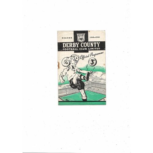 1949/50 Derby County v Burnley Football Programme