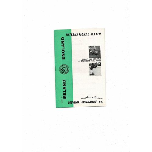 1964 Republic of Ireland v England Football Programme